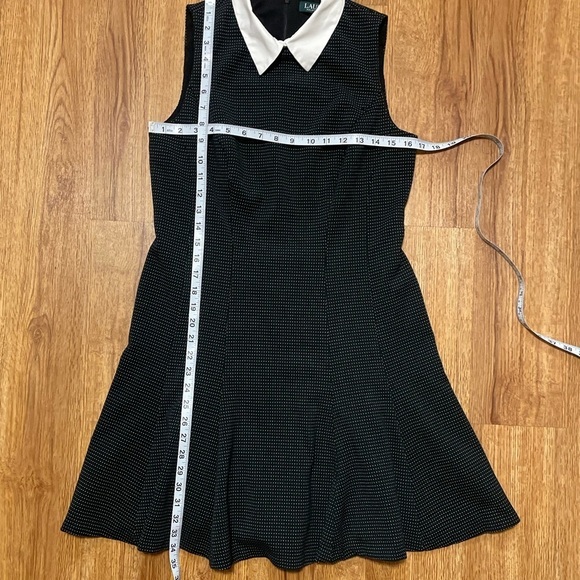 Lauren Ralph Lauren Black White Polka Dot Fit & Flare Dress petterpan collar - Picture 10 of 10